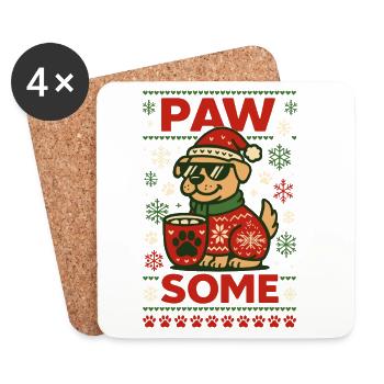 Paw Some Lustiger Weihnachts Hund - Untersetzer (4er-Set) - Weiß - Vorne