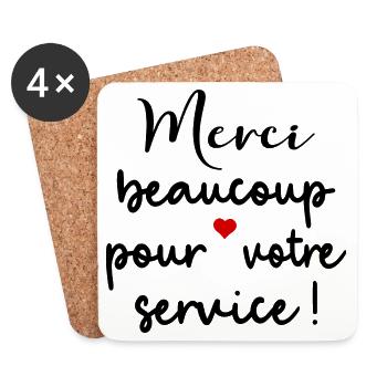 Merci Beaucoup, auf französisch - Untersetzer (4er-Set) - Weiß - Vorne