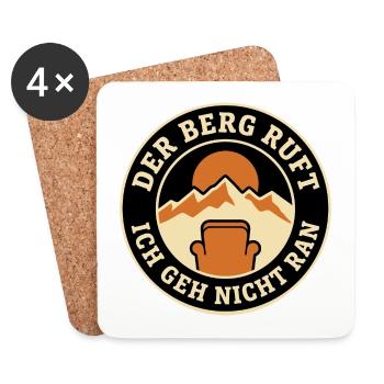 Der Berg ruft Ich geh nicht ran Wandern Retro - Untersetzer (4er-Set) - Weiß - Vorne