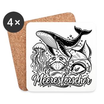 Meeresforscher Meerestiere  Kopieren - Untersetzer (4er-Set) - Weiß - Vorne
