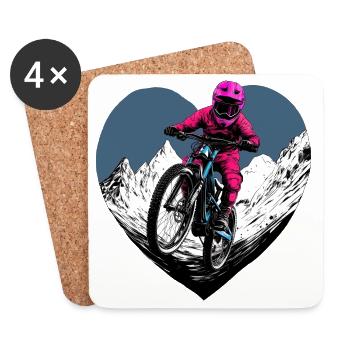 Love Bike / Mountainbiker Herz - Untersetzer (4er-Set) - Weiß - Vorne
