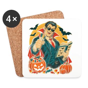 Halloween-Geist-Lehrer mit Whiteboard-Marker - Untersetzer (4er-Set) - Weiß - Vorne