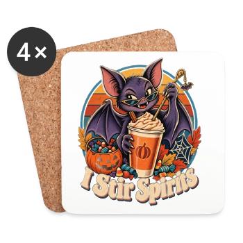 Halloween-Fledermaus-Barkeeper I Stir Spirits - Untersetzer (4er-Set) - Weiß - Vorne