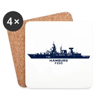 Hamburg F220 – Minimalistische Silhouette - Untersetzer (4er-Set) - Weiß - Vorne