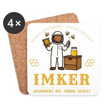 Imker – Stiche gezählt Bienen Honig Imkerei - Untersetzer (4er-Set) - Weiß - Vorne