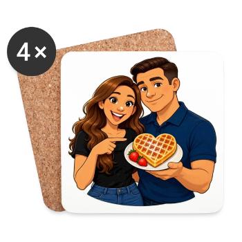 Herzförmiges Waffel-Liebesdate - Untersetzer (4er-Set) - Weiß - Vorne