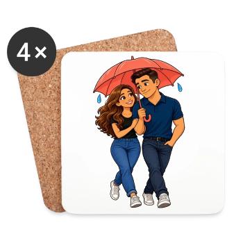 Umbrella Love Duo Rain - Untersetzer (4er-Set) - Weiß - Vorne