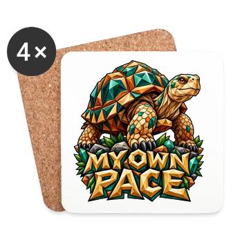 My Own Pace Schildkröte Low Poly Lustiger Spruch - Untersetzer (4er-Set) - Weiß - Vorne