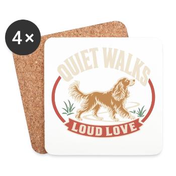 Quiet Walks Loud Love Retro Hundeliebhaber - Untersetzer (4er-Set) - Weiß - Vorne