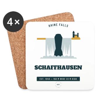 Schaffhauser Rheinfall Retro-Reiseemblem - Untersetzer (4er-Set) - Weiß - Vorne