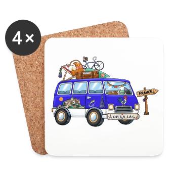 Frankreich Camper Wohnmobil - Untersetzer (4er-Set) - Weiß - Vorne