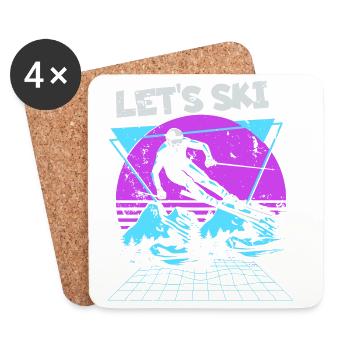 Lass uns Ski Neon Retro - Untersetzer (4er-Set) - Weiß - Vorne