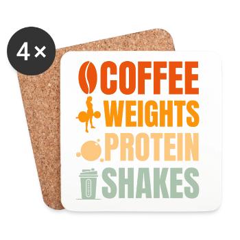 Kaffee Gewichte Protein Shakes Design - Untersetzer (4er-Set) - Weiß - Vorne