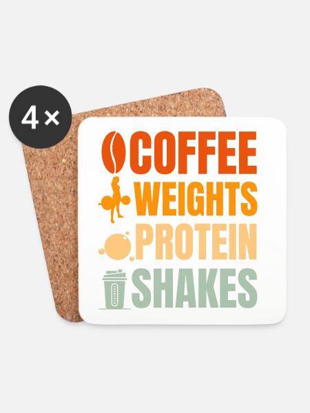 Kaffee Gewichte Protein Shakes Design - Untersetzer (4er-Set) - Weiß