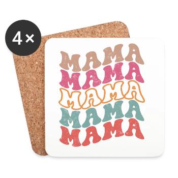 Retro Mama Farbexplosion - Untersetzer (4er-Set) - Weiß - Vorne
