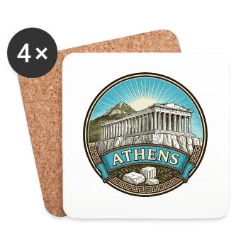 Athen Griechenland Reiseabzeichen Parthenon Souvenir - Untersetzer (4er-Set) - Weiß - Vorne
