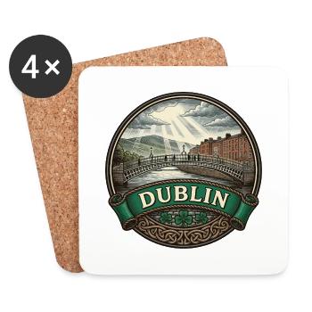 Dublin Ireland Reiseabzeichen Ha'penny Bridge Geschenk - Untersetzer (4er-Set) - Weiß - Vorne