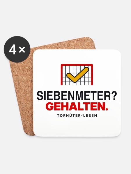 Siebenmeter? Gehalten. - Untersetzer (4er-Set) - Weiß