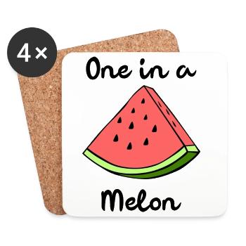 One In A Melon Eins In Einer Melone Wortspiel - Untersetzer (4er-Set) - Weiß - Vorne