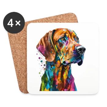 Rhodesian Ridgeback Bunte Pop Art Splash Art Hund - Untersetzer (4er-Set) - Weiß - Vorne