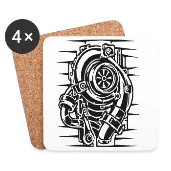 Vintage Taucherhelm Linienkunst - Untersetzer (4er-Set) - Weiß - Vorne