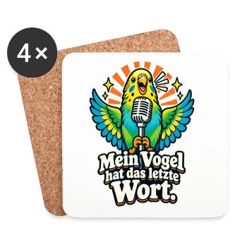 Papagei Wellensittich Vogelhalter Spruch - Untersetzer (4er-Set) - Weiß - Vorne