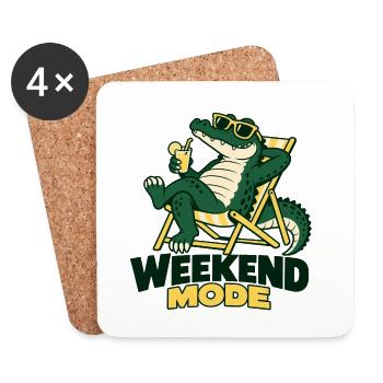 Alligator im Weekend Modus Strandlook - Untersetzer (4er-Set) - Weiß - Vorne