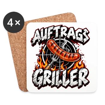 Auftrags Griller: Feuer & Wurst - Untersetzer (4er-Set) - Weiß - Vorne