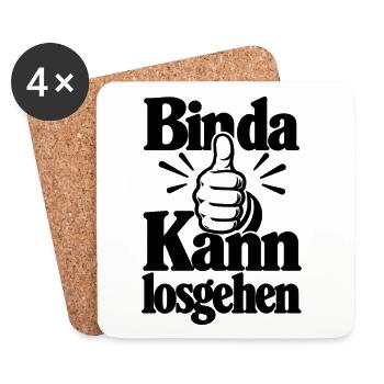 Bin da - Kann losgehen - Cooler Spruch - Untersetzer (4er-Set) - Weiß - Vorne