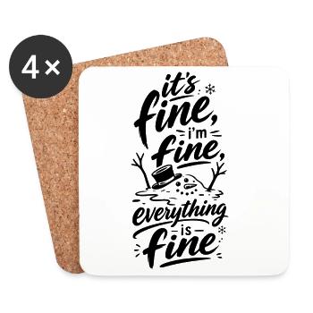Everything Is Fine Schneemann - Untersetzer (4er-Set) - Weiß - Vorne