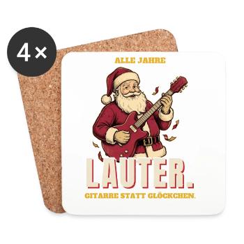 Alle Jahre lauter: Gitarren-Weihnachtsmann - Untersetzer (4er-Set) - Weiß - Vorne