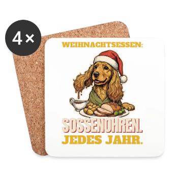 Soßenohren beim Weihnachtsessen - Untersetzer (4er-Set) - Weiß - Vorne