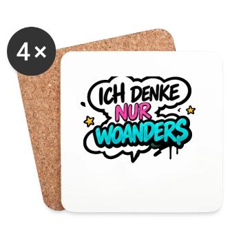 Ich denke nur Woanders - Untersetzer (4er-Set) - Weiß - Vorne