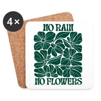 No Rain No Flowers – Retro Blumen Boho Motivation - Untersetzer (4er-Set) - Weiß - Vorne