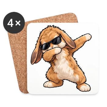 Dabbing-Teddykaninchen - Untersetzer (4er-Set) - Weiß - Vorne