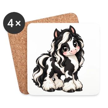 Tinker Irish Cob im Kawaii-Stil - Untersetzer (4er-Set) - Weiß - Vorne