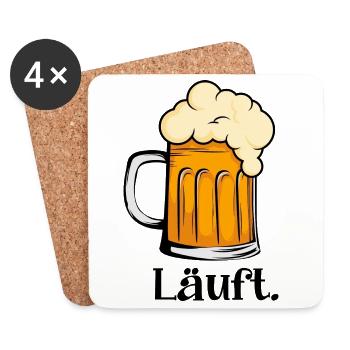 Läuft - Schäumender Bierkrug - Untersetzer (4er-Set) - Weiß - Vorne