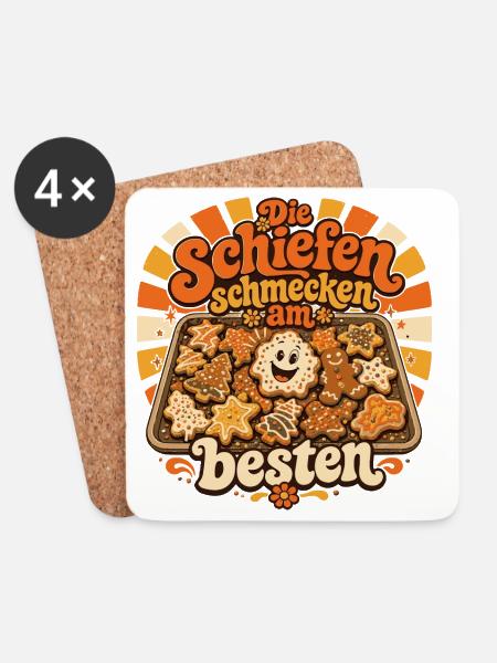 Die Schiefen schmecken am besten - Untersetzer (4er-Set) - Weiß