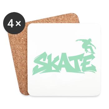 Skate Skater - Untersetzer (4er-Set) - Weiß - Vorne