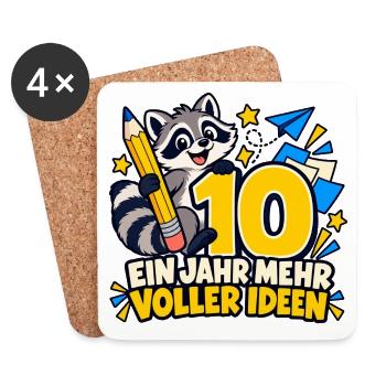 10 Geburtstag – Ein Jahr mehr, voller Ideen - Untersetzer (4er-Set) - Weiß - Vorne