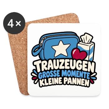 Trauzeugen – Große Momente, kleine Pannen - Untersetzer (4er-Set) - Weiß - Vorne
