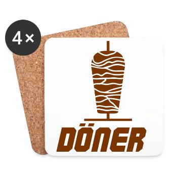 Döner Spieß Illustration - Untersetzer (4er-Set) - Weiß - Vorne