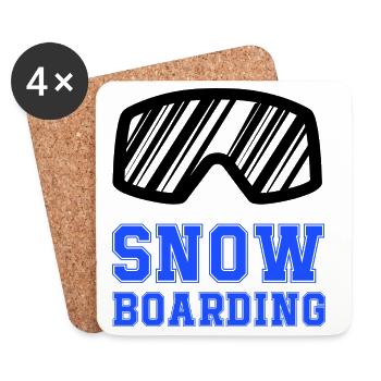 Snowboard Schriftzug Blau - Untersetzer (4er-Set) - Weiß - Vorne