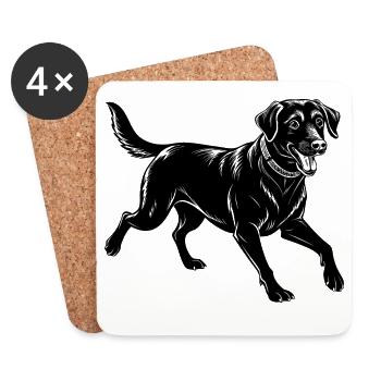 Labrador Retriever Hundelauf - Untersetzer (4er-Set) - Weiß - Vorne