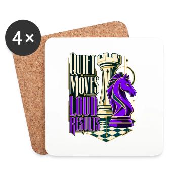 Leise Züge Laute Ergebnisse: Schach - Untersetzer (4er-Set) - Weiß - Vorne
