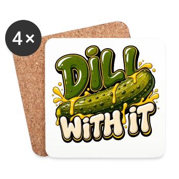Dill with It: Gurken-Humor - Untersetzer (4er-Set) - Weiß - Vorne