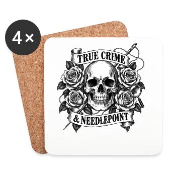 True Crime und Nadelstich-Skull Rose - Untersetzer (4er-Set) - Weiß - Vorne