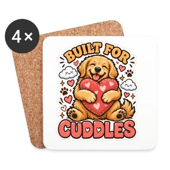 Built for Cuddles – Knuddel-Hund mit Herz - Untersetzer (4er-Set) - Weiß - Vorne