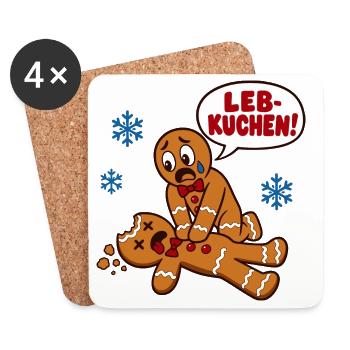 Leb-Kuchen – Weihnachten für alle - Untersetzer (4er-Set) - Weiß - Vorne