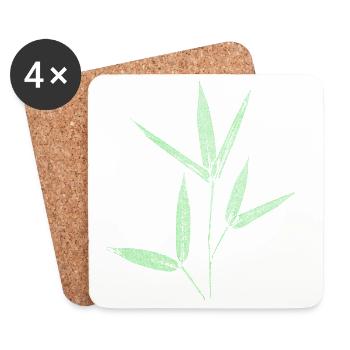 Bambus / Botanische Blätter -  - Untersetzer (4er-Set) - Weiß - Vorne